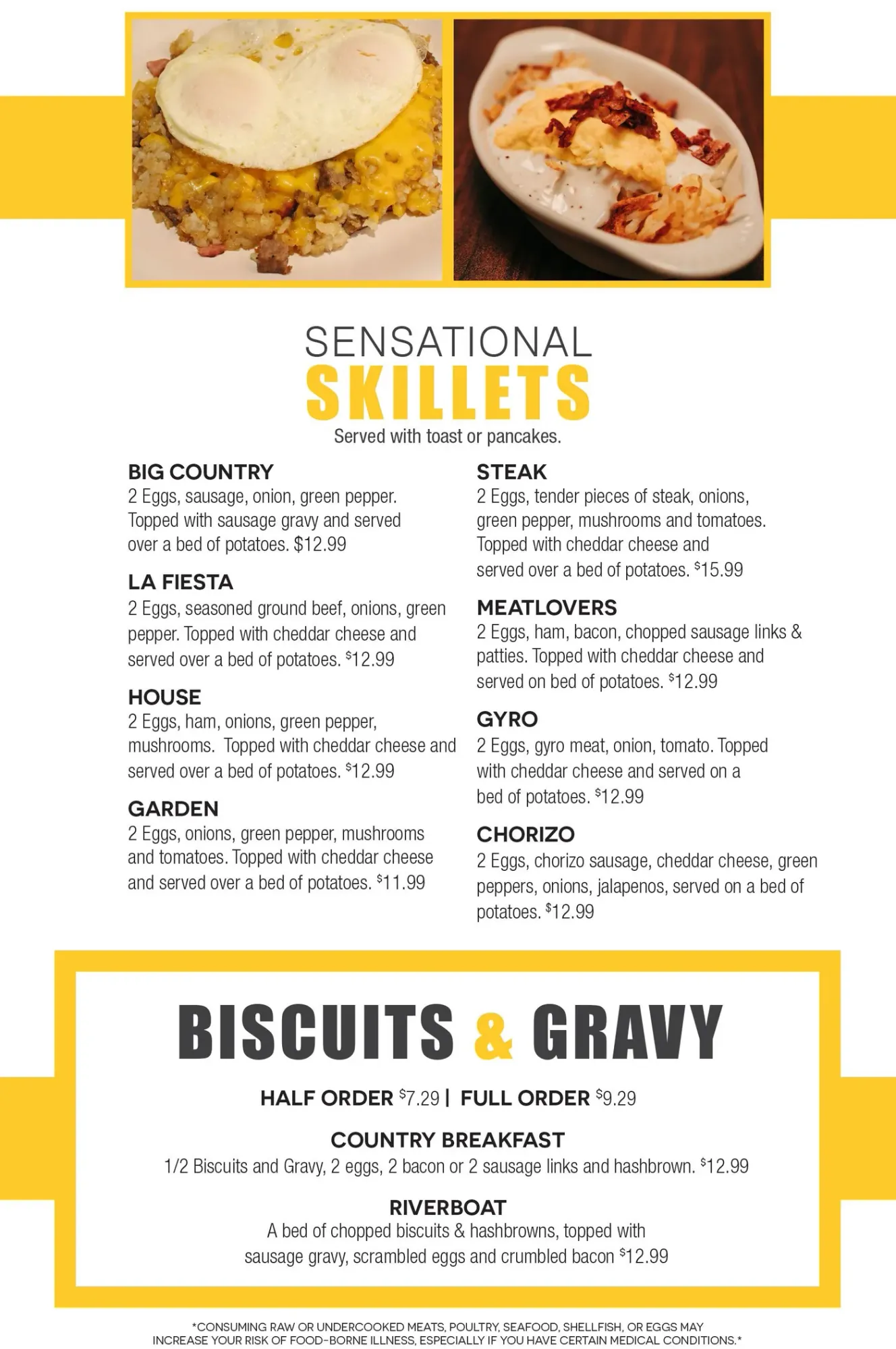 Check out our options on our menu - Page 1